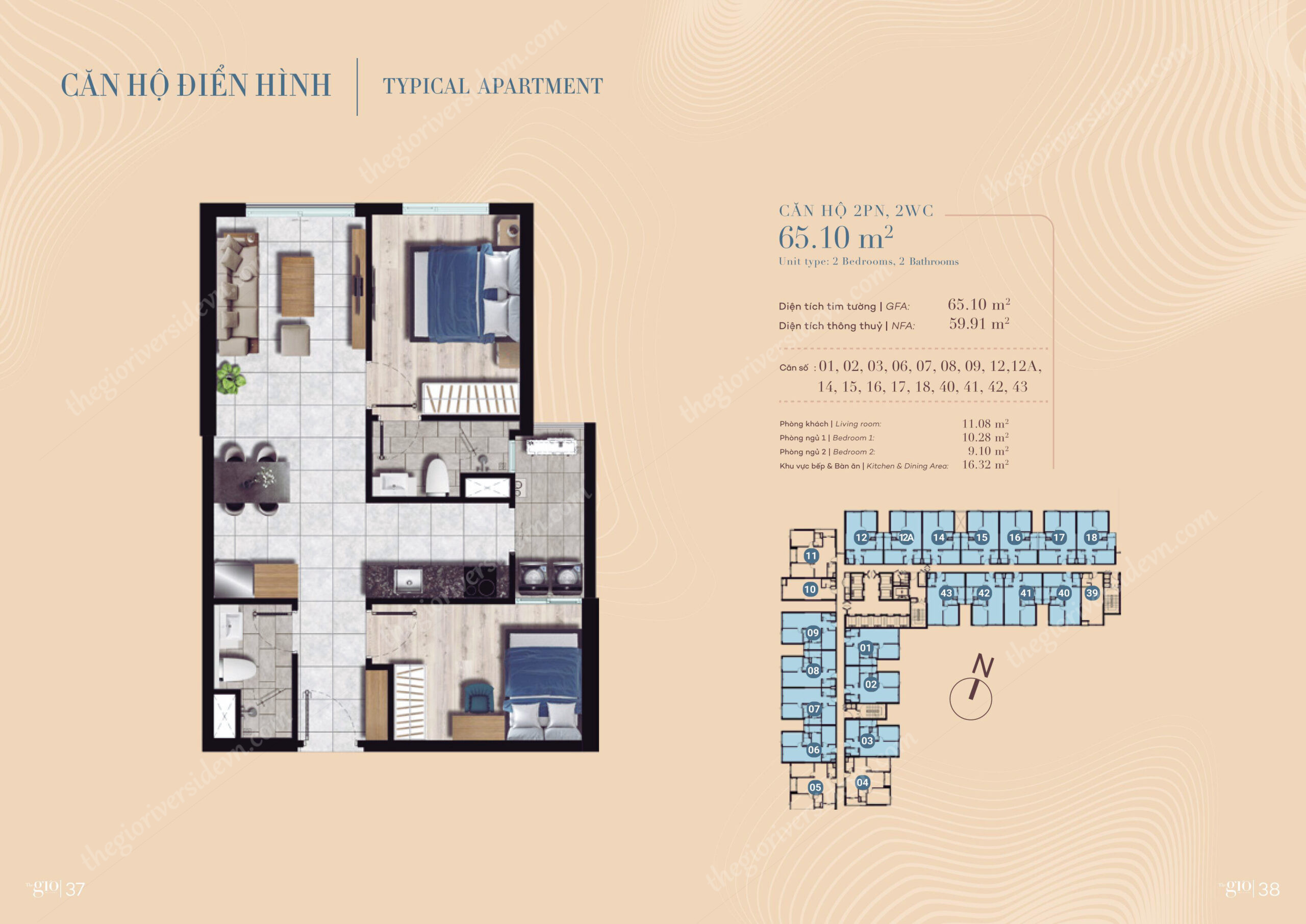 Căn Hộ The Gió Riverside 65.10m2