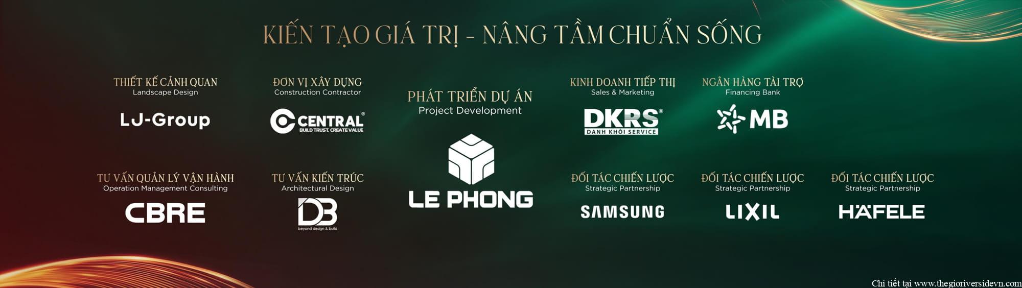 Liệt kê đối tác tham gia phát triển dự án The Emerald River Park, gồm các công ty và tổ chức hợp tác xây dựng