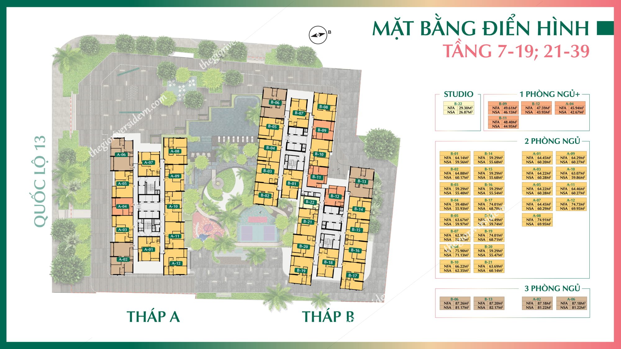 Mặt Bằng The Emerald Boulevard Tầng Điển Hình 7-19 Và 21-39