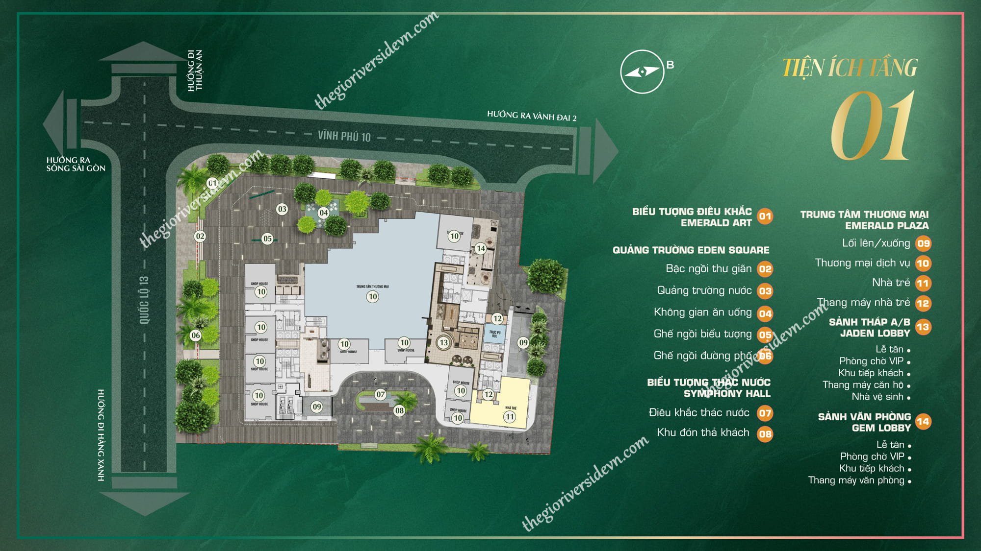 Mặt Bằng Tiện Ích The Emerald Boulevard Tầng 1