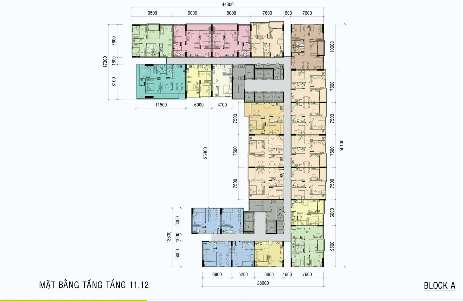 Mặt Bằng Tầng 11, 12 Block A ở Ava Center