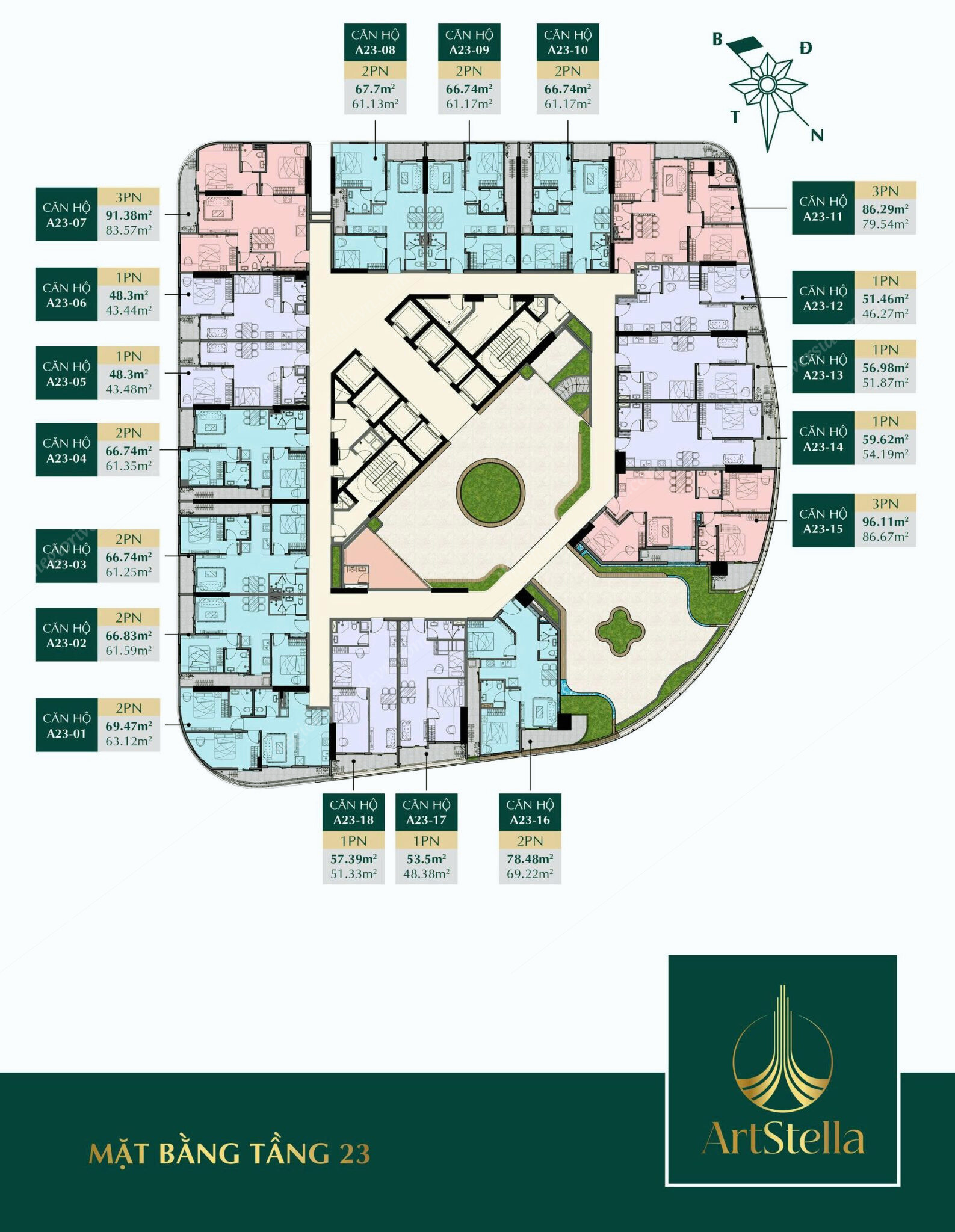 Mặt Bằng Tầng 23 Art Stella