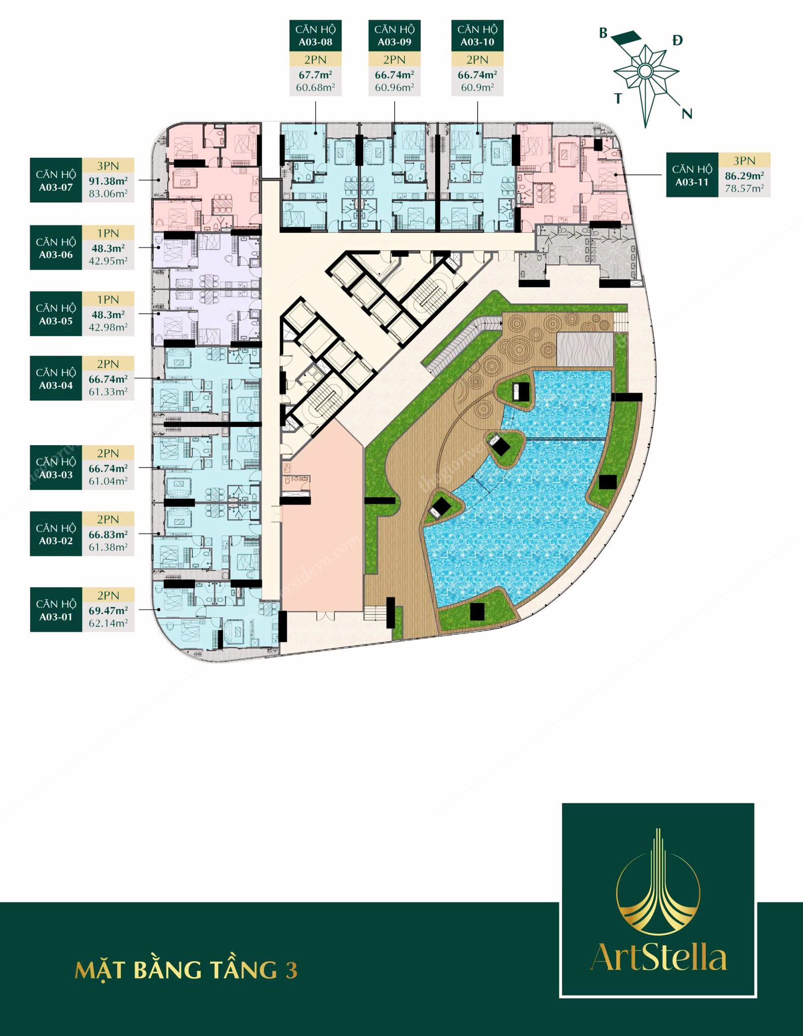 Mặt Bằng Tầng 3 Art Stella
