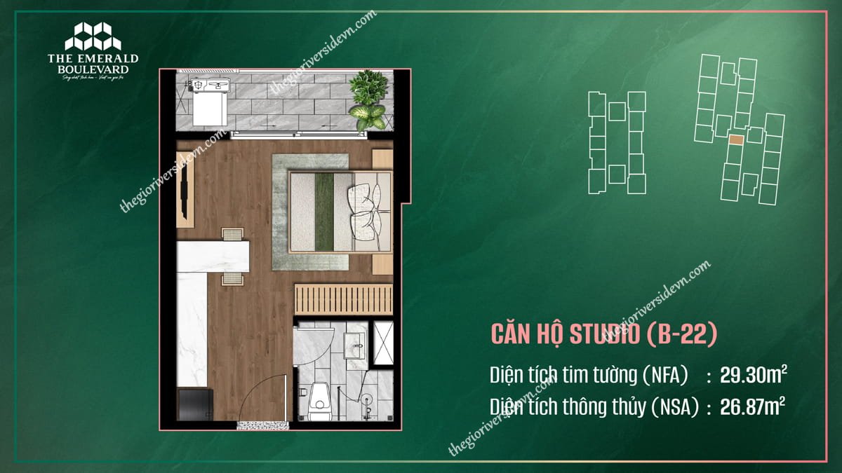 Thiết Kế Căn Hộ Studio B-22 The Emerald Boulevard