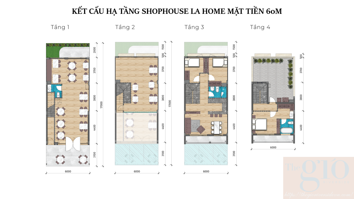 Thiết Kế 4 Tầng đa Dạng Shophouse La Home Long An Lộ Giới 60m